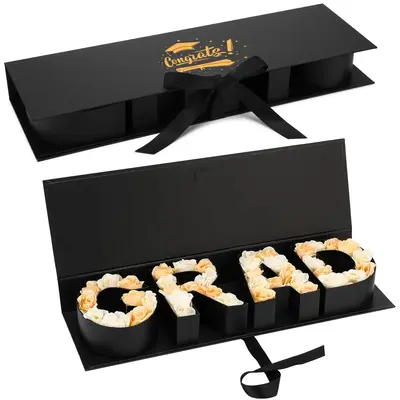 DIY Graduation Gift Box Empty Grad Letter Large Box Graduation Flower Gift Box Candy Cookie Chocolate Gift Box with Ribbon Fa...