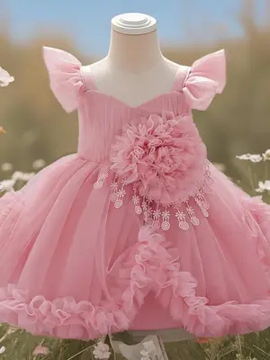 Toddler Girl's Tassel Lace Design Dress, Cute Romantic Sleeveless A Line Dress for Party Wedding Guest, Kids Clothes for All ...