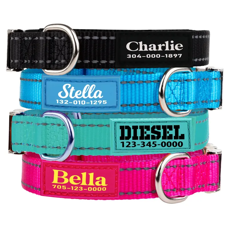 Pawblefy Personalized Dog Collar, Custom-made in USA, Reflective collar with name & phone number, for Large Medium Small Dogs