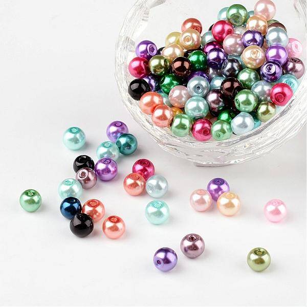 Mixed Pearlized Glass Pearl Round Beads