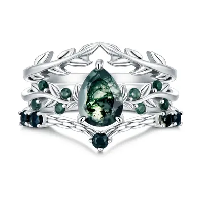 10K White Gold 2CT Pear Cut Bridal Set