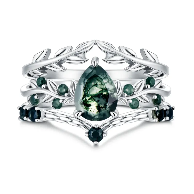 10K White Gold 2CT Pear Cut Bridal Set