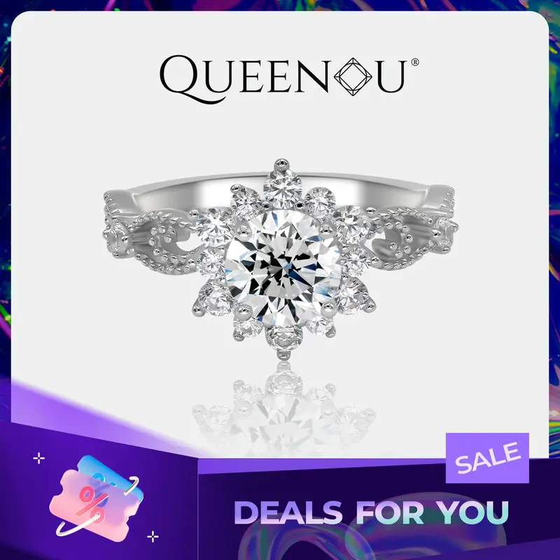 【865】1CT Snow Fairy Snowflake Synthetic Moissanite Ring - Elegant Winter Jewelry, Fashionable Gift for Women, Sparkling A...