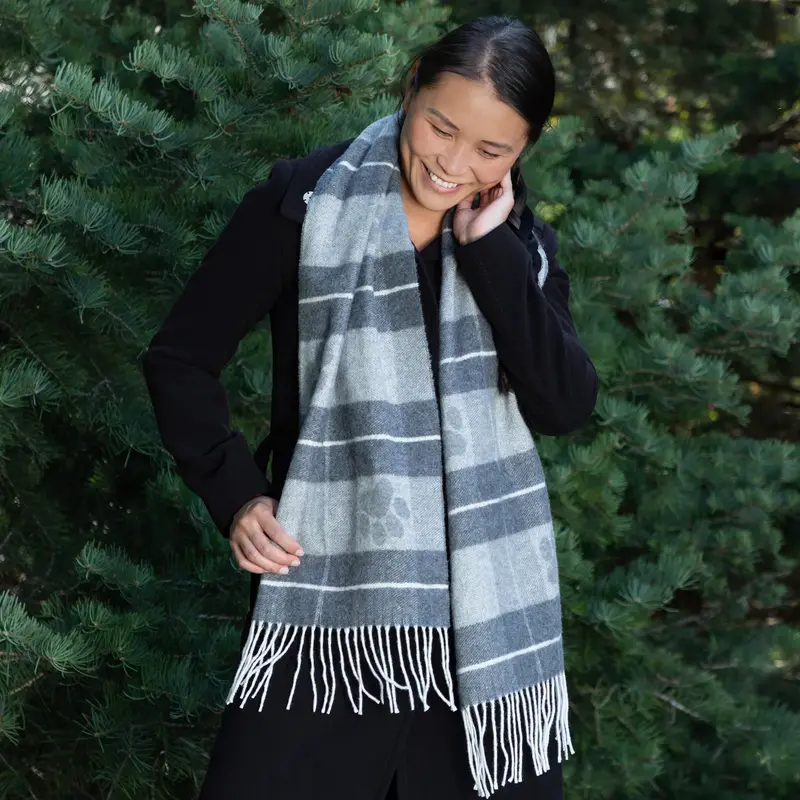 Paw Plaid Merino Wool & Cashmere Scarf - Green