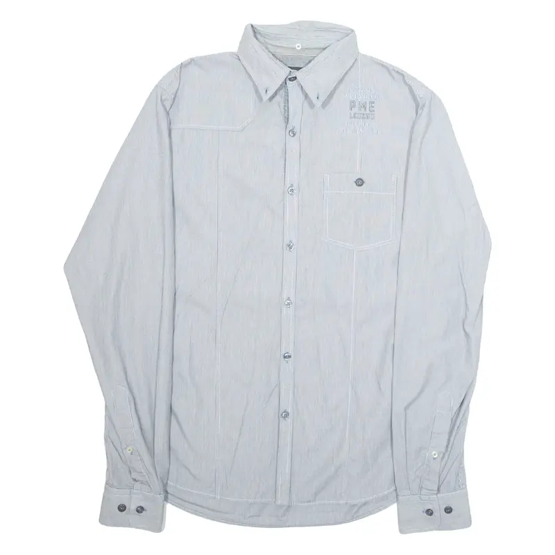 PME LEGEND Mens Shirt Grey Pinstripe Long Sleeve L