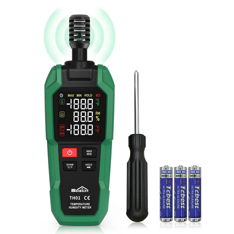 Temperature Humidity Meter,SQECH High Precision Digital Hygrometer with Ambient, Relative Humidity,Dew Point,Wet Bulb,Thermom...