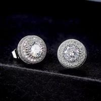 {Party Matching} 1 pair of men's round shiny micro-embedded hip-hop earrings - fashionable and eye-catching men's jewelry nic...