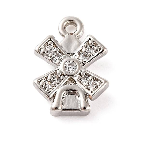 Brass Pave Clear Cubic Zirconia Charms