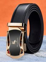 Men's Automatic Buckle Lychee Pattern Belt As Gifts, Business Casual Pu Leather Belt for Trousers, Male Casual Waistband for ...
