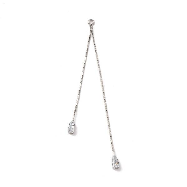 Brass Micro Pave Clear Cubic Zirconia Big Pendants