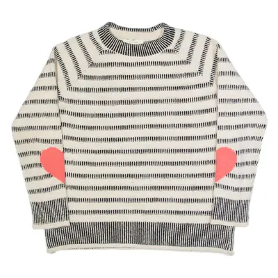 WHITE STUFF Womens Patterned Jumper Black Striped Tight Knit UK 8