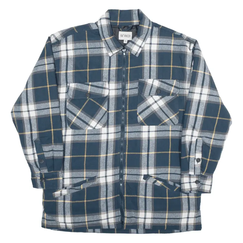 WORKER Insulated Lumberjack Shirt Blue Check Long Sleeve Mens S