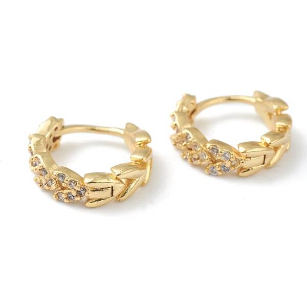 Brass Micro Pave Clear Cubic Zirconia Huggie Hoop Earrings