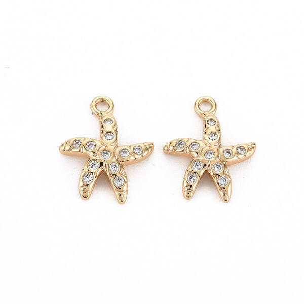 Brass Micro Pave Clear Cubic Zirconia Charms