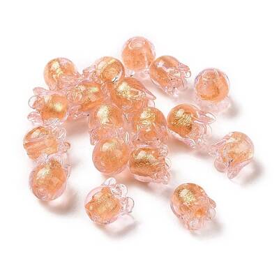 Handmade Gold Foil Lampwork Glass Beads