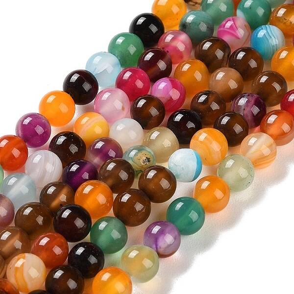 Natural Striped Agate/Banded Agate Beads Strands