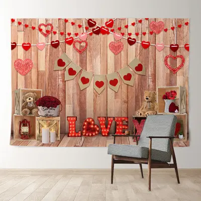 Aperturee Reose Love Hear Teddy Happy Valentines Backdrop