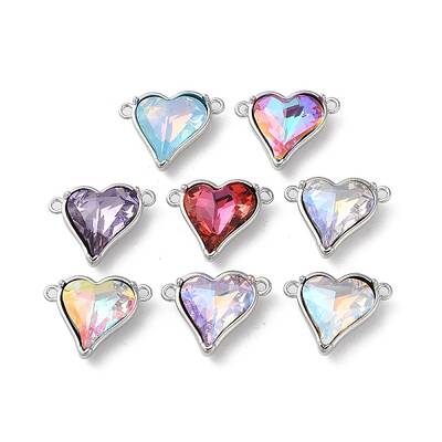 Brass Pave Glass Rhinestone Connector Charms