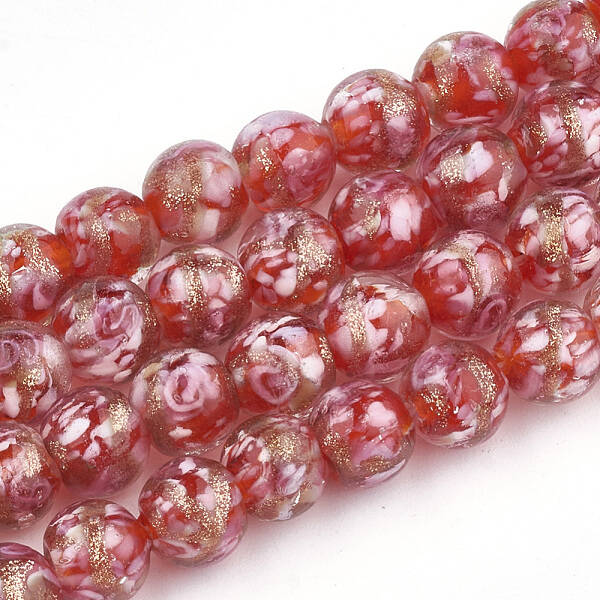 Handmade Gold Sand Lampwork Beads