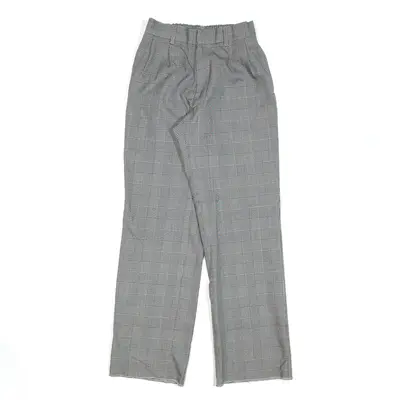 Grey Relaxed Straight Check Trousers Womens W21 L27