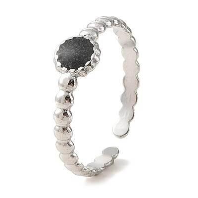 304 Stainless Steel Enamel Open Cuff Rings for Women
