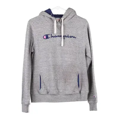Age 16 Champion Spellout Hoodie - Large Grey Cotton Blend