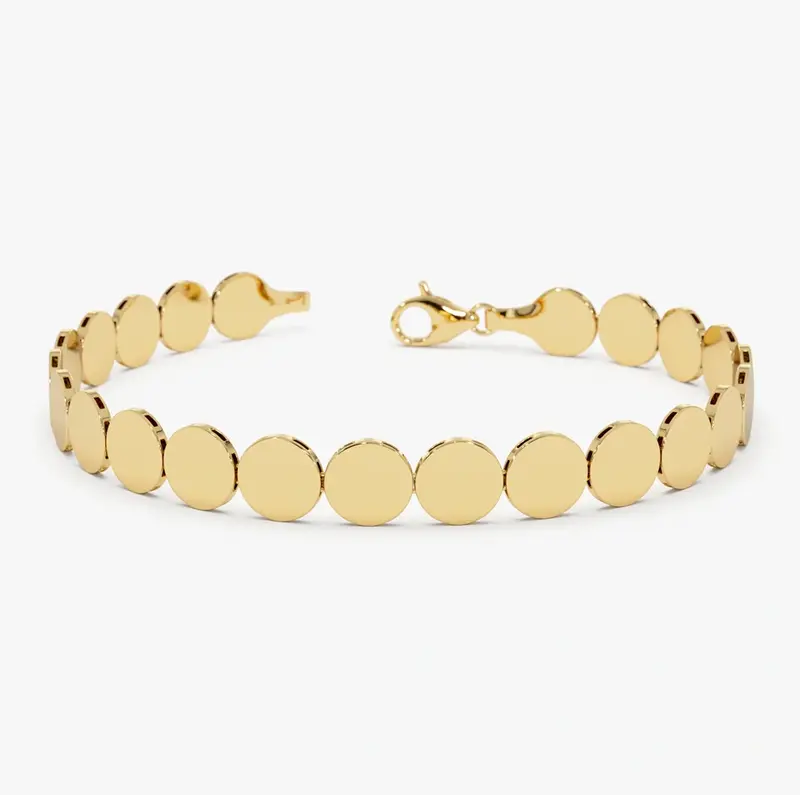 14K Gold Wide Round Link Bracelet 6.5mm