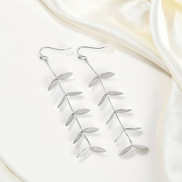 304 Stainless Steel Leaf Stud Earrings for Women