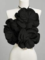 Women's Plain Halter Neck Flower Decor Tank Top, Elegant Sleeveless Top for Party Holiday Vacation, Ladies Summer Clothes, Wo...