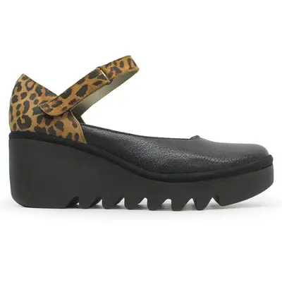 Fly London BAWO543FLY Mousse Cheetah Leather Women's Comfort Shoes - Black Tan - Size:US 6-6.5 Women