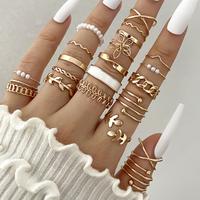 22 Pcs Chic Gold Hollow Cute Ring Pack - Summer Trendy Jewelry Stackable Joint Finger Knuckle Rings Set, Summer Boho Gift for...