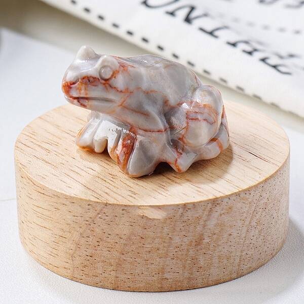 Natural Red Line Jasper Carved Healing Frog Figurines