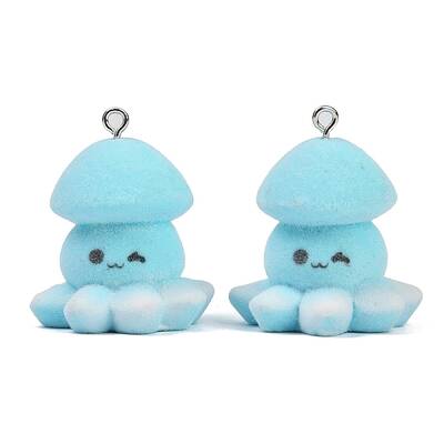 Flocky Resin Pendants