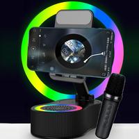 Portable Wireless Karaoke Speaker With Microphone, Hi-Fi Stereo Subwoofer, With Rgb Color Led Lights, Mobile Phone Stand, Out...