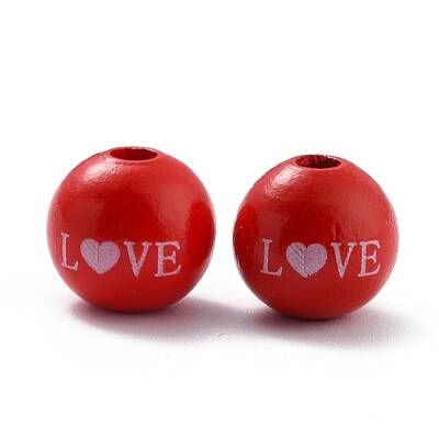 Painted Natural Wood Beads
