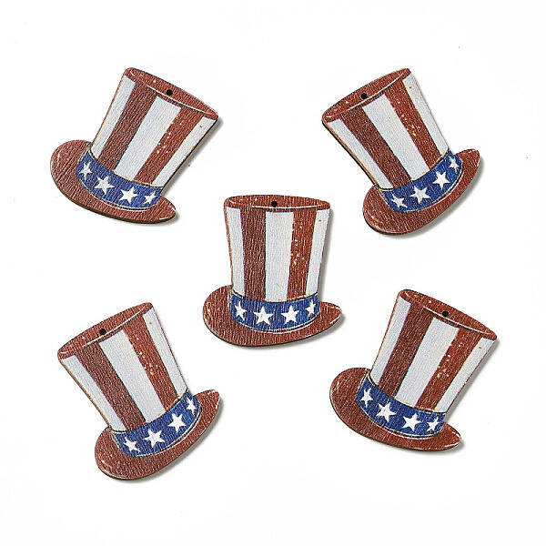American Flag Theme Single Face Printed Aspen Wood Pendants