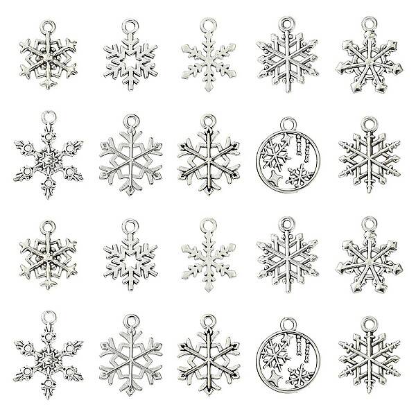 60Pcs 10 Styles Tibetan Style Alloy Pendants