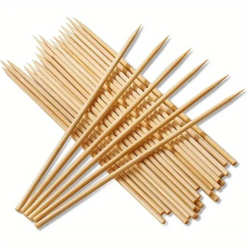 Disposable Bamboo Grill Skewers, 100 Counts Natural Bamboo Grill Food Stick, Barbecue Utensils for Outdoor Camping