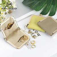 Royal Bagger Genuine Leather Mini Jewelry Box, Ring & Necklace Storage, Slim Coin Purse with Kiss Lock for Women 3120