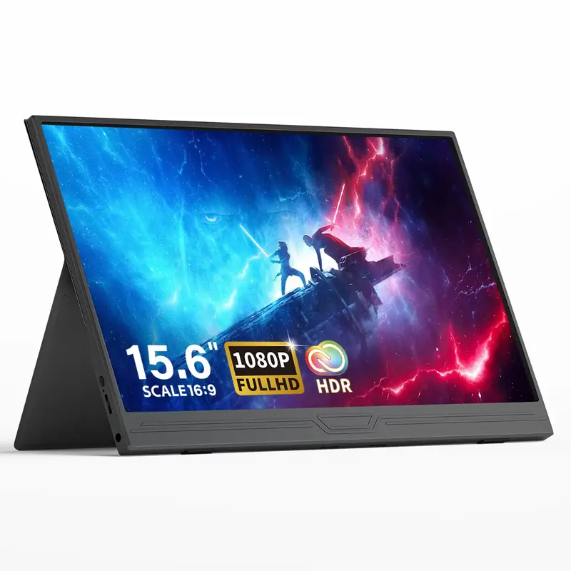 15.6'' 1080P Portable Monitor -Built-in Speakers,  HDR, Ultra-Thin Bezels, Plug & Play, USB-C, Smart Case, Travel Display, Ip...