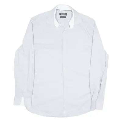 DKNY Slim Shirt Blue Check Long Sleeve Mens M