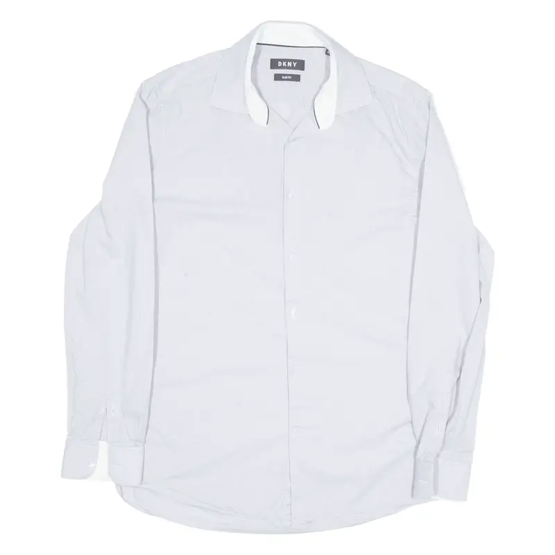 DKNY Slim Shirt Blue Check Long Sleeve Mens M