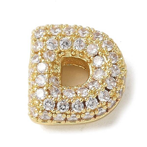Brass Micro Pave Cubic Zirconia Beads
