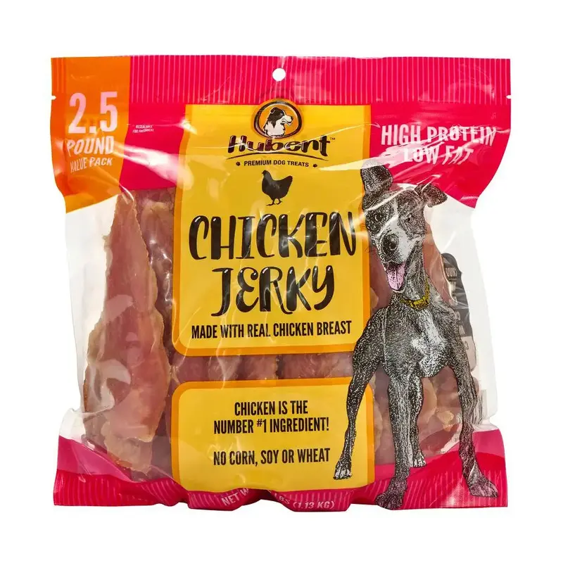 Hubert Pet Gourmet All-Natural Chicken Jerky Dog Treats - 2.5 lbs Resealable Pack, Grain-Free & Gluten-Free, High Protein Low...