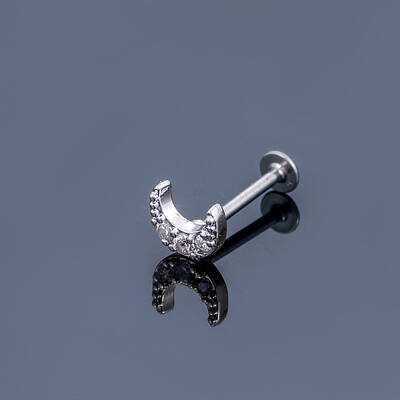 316L Surgical Stainless Steel Micro Pave Clear Cubic Zirconia Cartilage Earrings