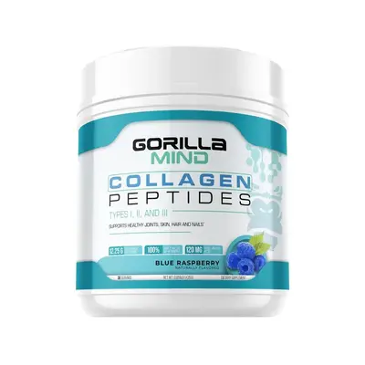 Gorilla Mind Collagen Peptides Powder - Joint & Bone Health, Hair, Skin & Nails Support - Types I, II, III Collagen with Hyal...