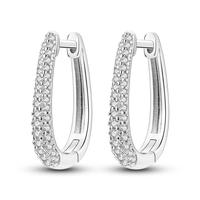 MULA 925 silver-plated U-shaped long earrings | Platinum plating | Sparkling zircon embellishment | Light luxury and elegant ...