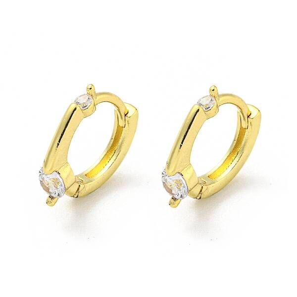 Brass Micro Pave Cubic Zirconia Hoop Earring