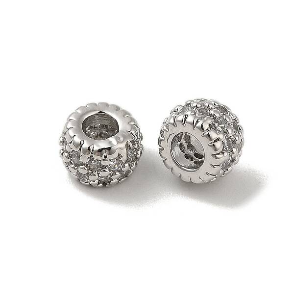 Rack Plating Brass Micro Pave Cubic Zirconia Beads