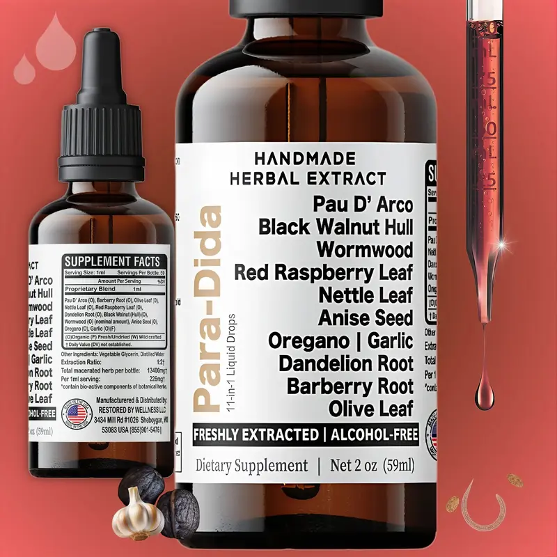 Para Dida Detox Wormwood + Black Walnut Hull Herbal Liquid | Digestive & Colon Support Supplement | with Black Walnut Hulls |...